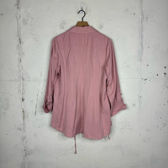 Soft Surroundings Button Wrap Tunic Top Side Button Tab Sleeves Large - Picture 8 of 10